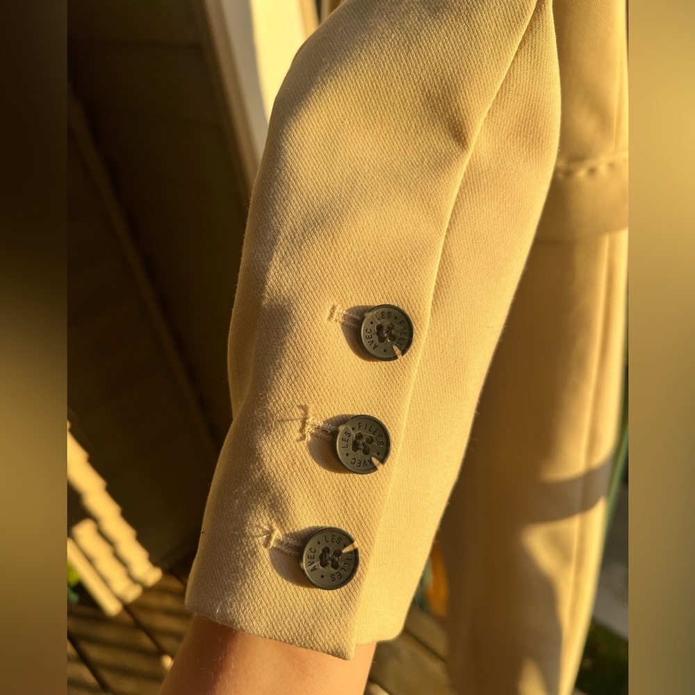 🆕🌾Avec Les Filles Anthropologie Tan Long Fitted Coat Breasted Classic Outerwear - Picture 11 of 17